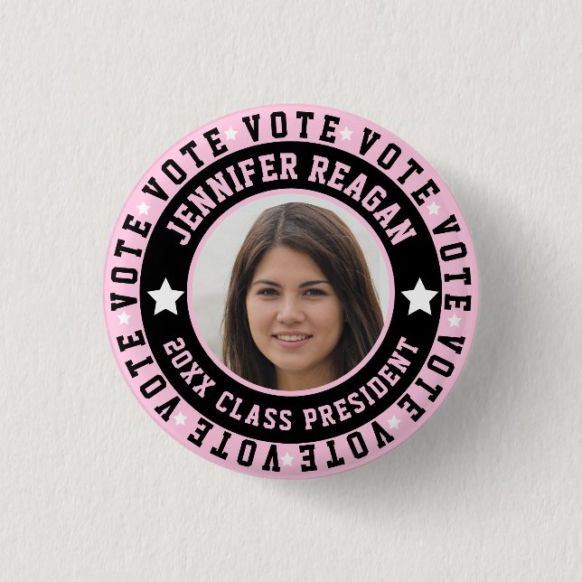 Pink and Black Student Body Campaign 3 Cm Round Badge (Front)