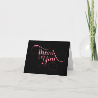 Pink and Black Thank You Cards