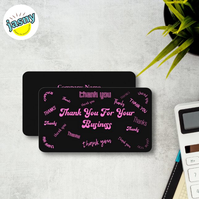 Pink and Black "Thank You" Insert/ Business Card (Creator Uploaded)