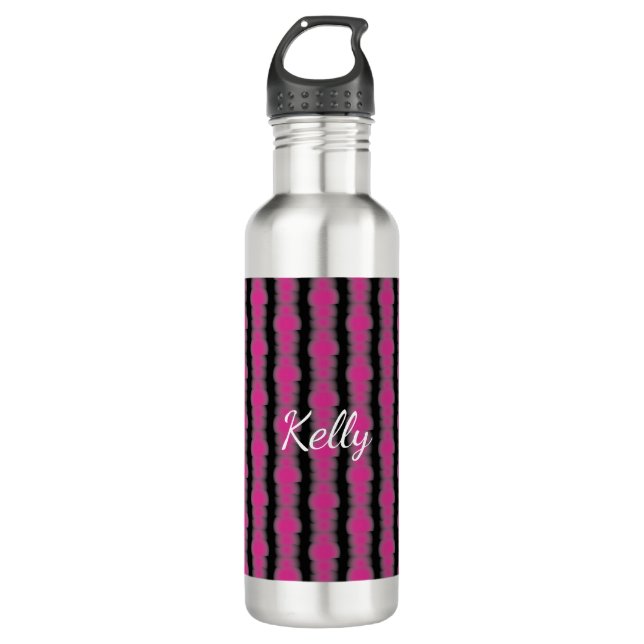 Pink and black tie dye 710 ml water bottle (Front)