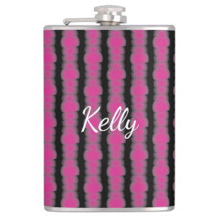 Pink and black tie dye hip flask