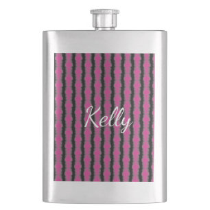 Pink and black tie dye hip flask