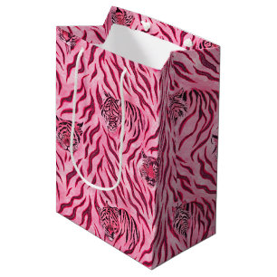 Pink and Black Tiger Print Pattern Medium Gift Bag