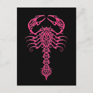 Pink and Black Tribal Scorpion Postcard