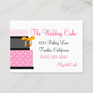 Pink and  Black Wedding Cake Bakery Business Card