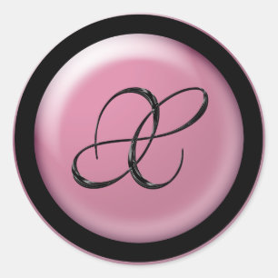 Pink And Black Wedding Monogram X Envelope Seal