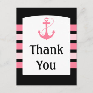 Pink and Black Wedding Thank You Card