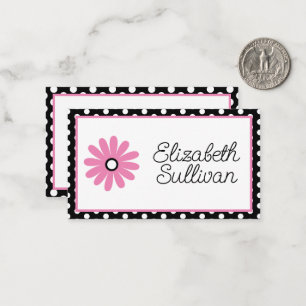 Pink and Black With White Polka Dots Personalised Card