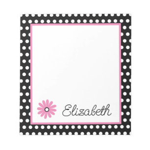 Pink and Black With White Polka Dots Personalised Notepad
