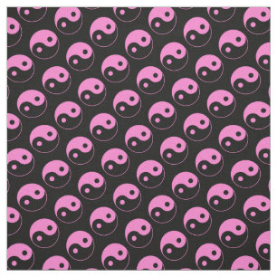 Pink and Black Yin Yang Pattern Fabric