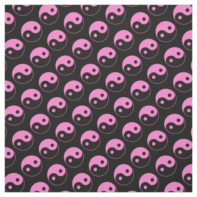 Pink and Black Yin Yang Pattern Fabric (Swatch)