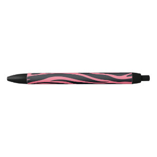Pink and Black Zebra Animal Print Ink Pen