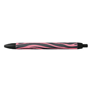 Pink and Black Zebra Animal Print Ink Pen