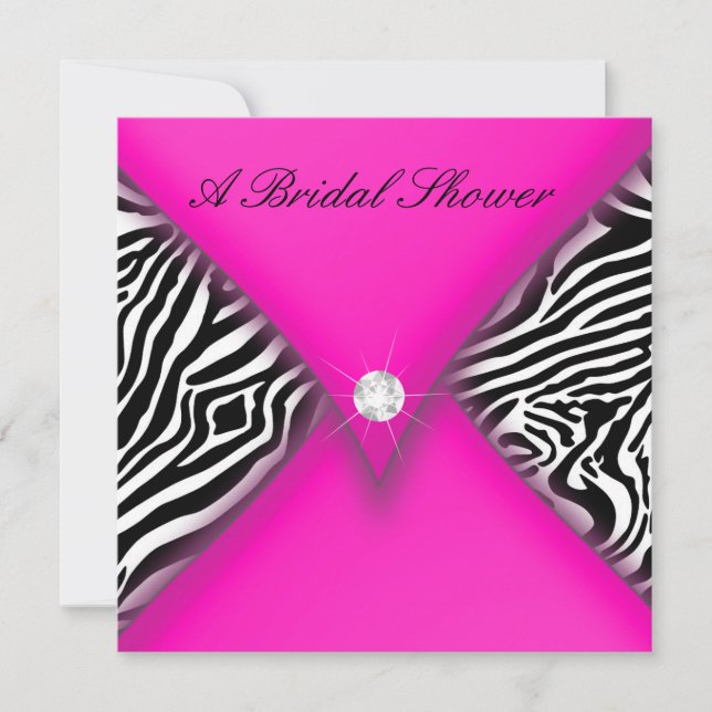 Pink and Black Zebra Bridal Shower Invitation (Front)