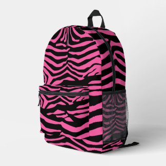 Pink and Black Zebra Pattern Printed Backpack