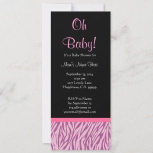 Pink and Black Zebra Print Baby Shower Invitation