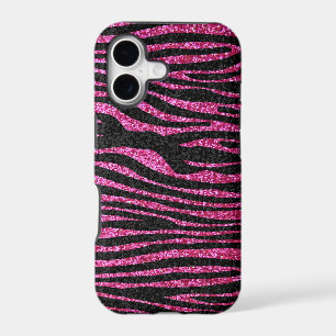 Pink and Black Zebra Print bling (faux glitter)