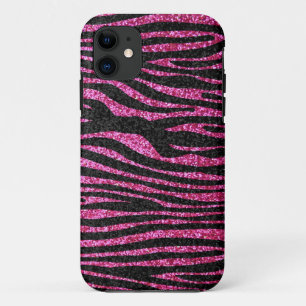 Pink and Black Zebra Print bling (faux glitter) Case-Mate iPhone Case