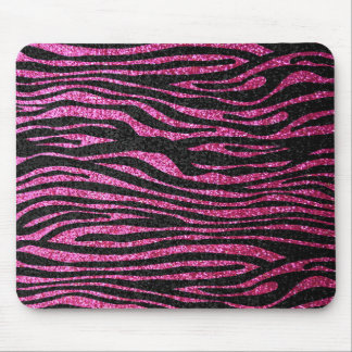 Pink and Black Zebra Print bling (faux glitter) Mouse Pad