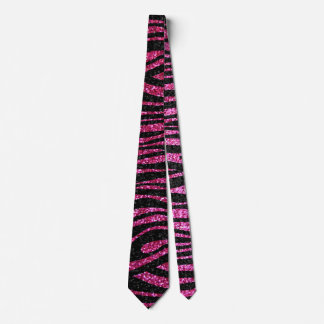 Pink and Black Zebra Print bling (faux glitter) Tie