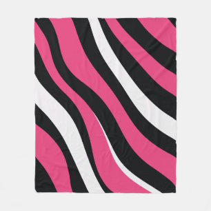 Pink and Black Zebra Stripes Fleece Blanket