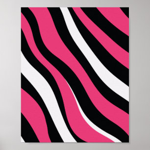 Pink and Black Zebra Stripes Poster