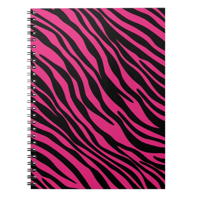 Pink and Black Zebra Stripes Spiral Notebook (Front)