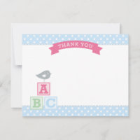Pink and Blue ABC Blocks Bird Baby Girl