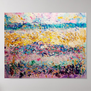 Pink and Blue Abstract Beach Poster