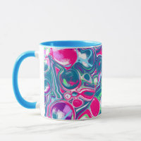 Pink and Blue Abstract Fluid Art 