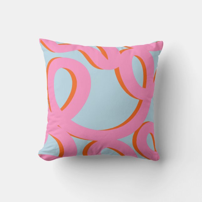 Pink And Blue Abstract Lines Cushion (Front)