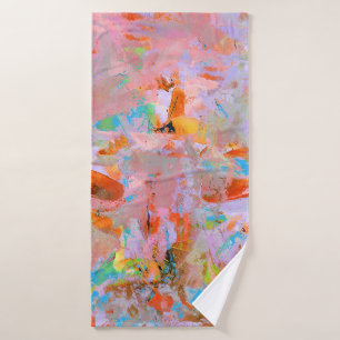 PINK AND BLUE ABSTRACT PAINTING BATH TOWEL