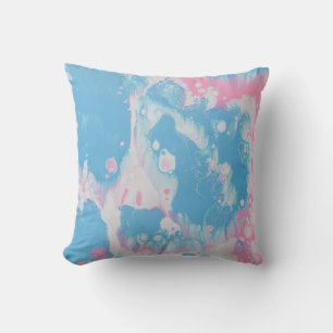 PINK AND BLUE ABSTRACT PAINTING CUSHION