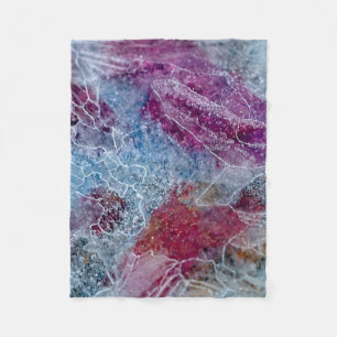 Pink and blue abstract painting fleece blanket