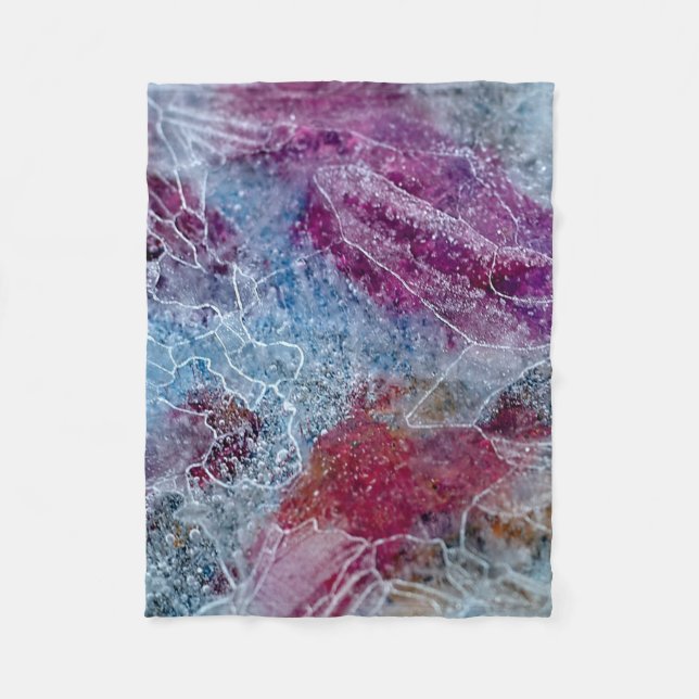 Pink and blue abstract painting fleece blanket (Front)