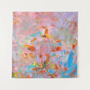 PINK AND BLUE ABSTRACT PAINTING TAPESTRY