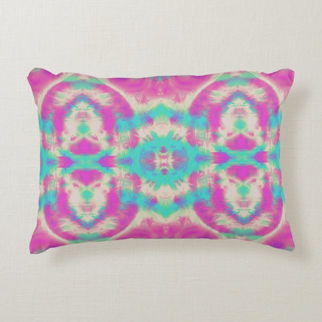 Pink and Blue Abstract Pattern Decorative Cushion (Front)