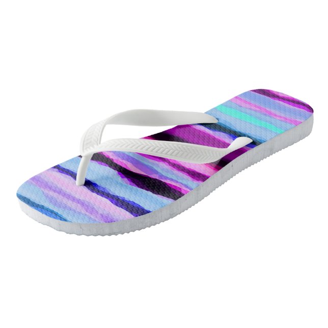 Pink and Blue Abstract Stripes Jandals (Angled)