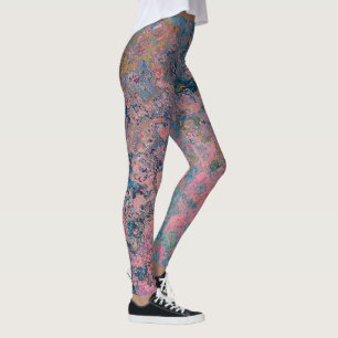 Pink and Blue Alcohol Ink Abstract Leggings