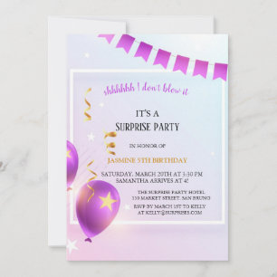 pink and blue and purple pastel birthday invitation