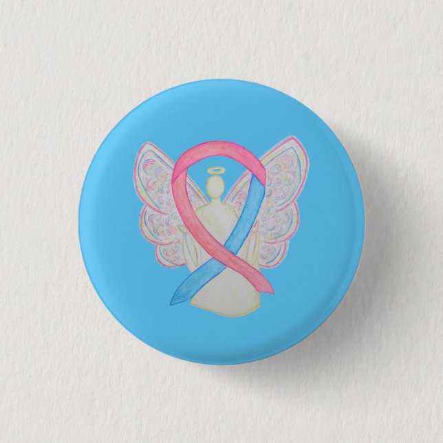 Pink and Blue Angel Awareness Ribbon Custom Pins (Front)