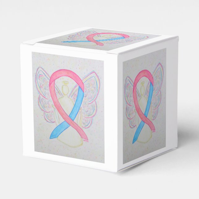 Pink and Blue Awareness Ribbon Angel Favour Box (Front Side)