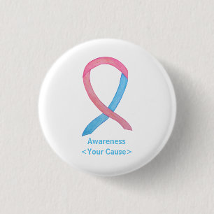 Pink and Blue Awareness Ribbon Custom Art Pins