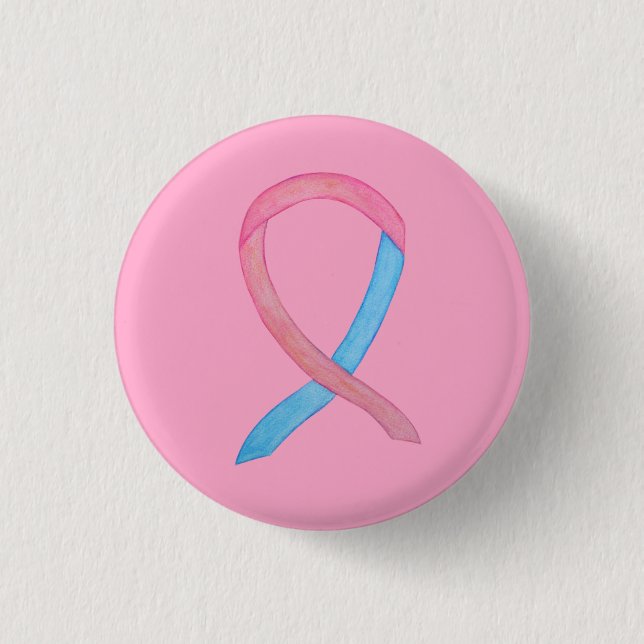 Pink and Blue Awareness Ribbon Custom Pins (Front)