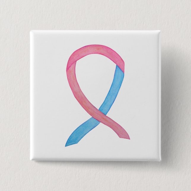 Pink and Blue Awareness Ribbon Custom Pins (Front)