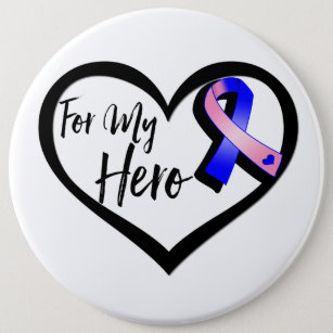 Pink and Blue Awareness Ribbon For My Hero 6 Cm Round Badge