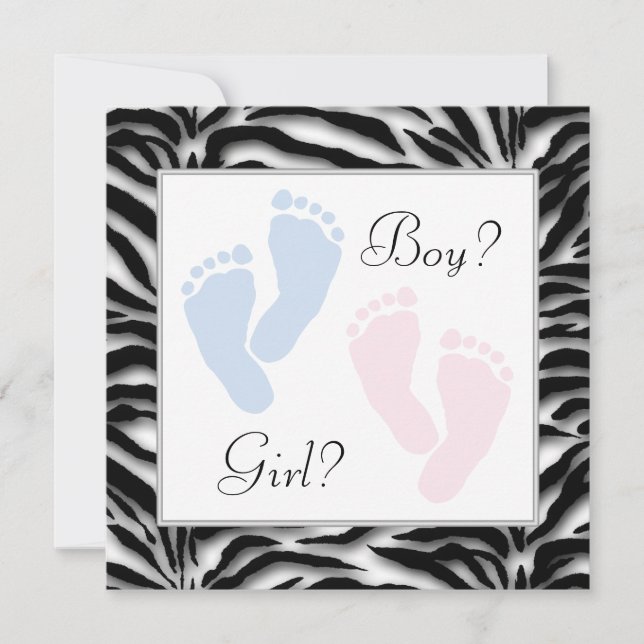 Pink and Blue Baby Feet Gender Reveal Invitation (Front)