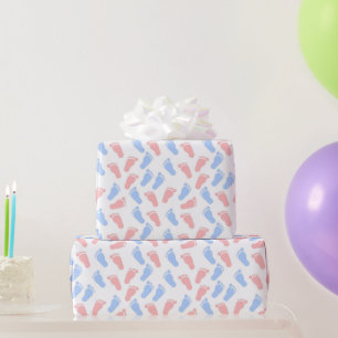 Pink and Blue Baby Feet Pattern Wrapping Paper