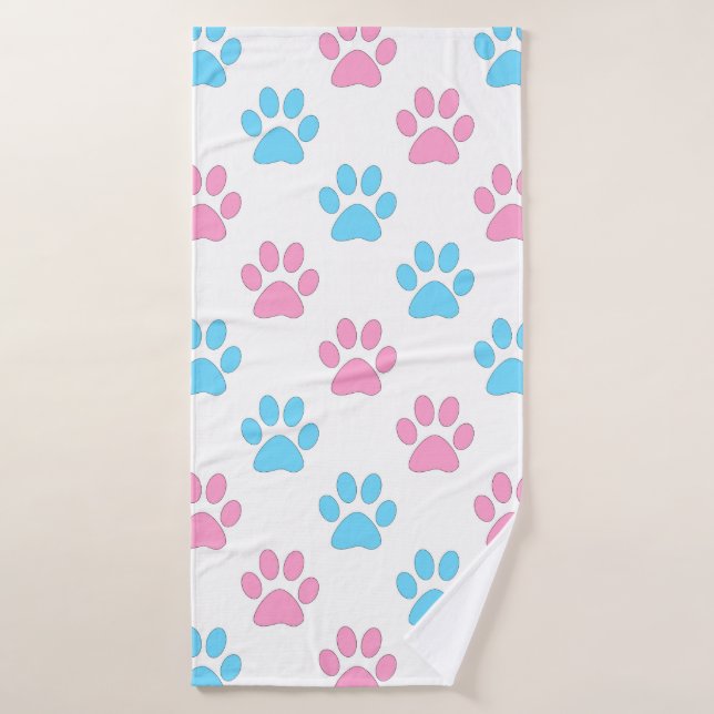 Pink and blue baby paws bath towel set (Bath Towel)