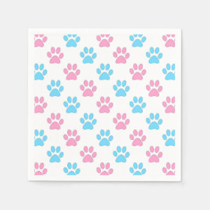Pink and blue baby paws pattern napkin